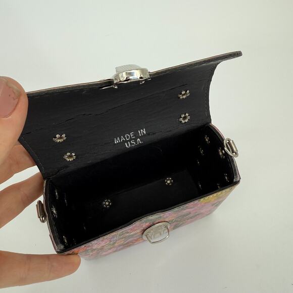 Vtg 90s Holographic Butterfly Box Purse Mini Rare Floral Handbag Made USA Y2K - Picture 9 of 9